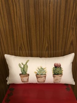 Cactus Watercolor Cotton Lumbar Pillow