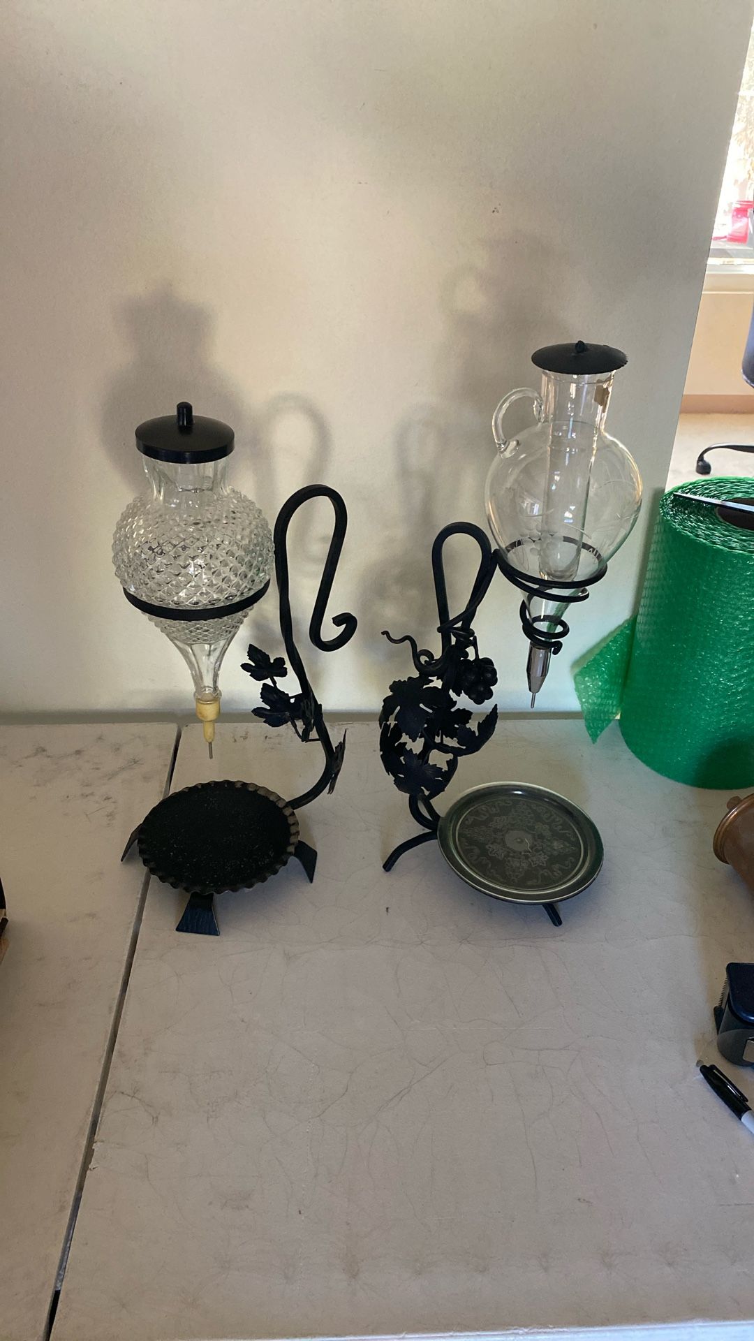 Two vintage Italian wine decanters