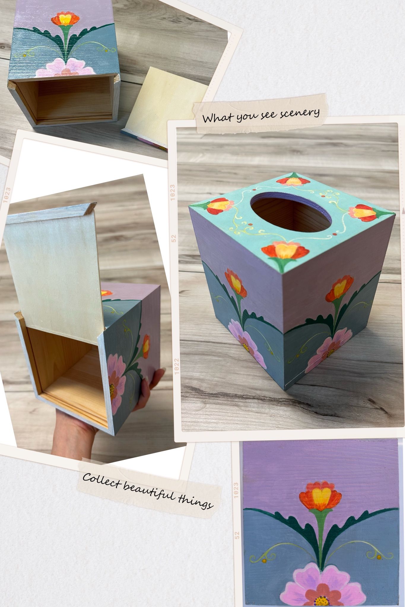 New Painted Wooden Tissue Box made by Me