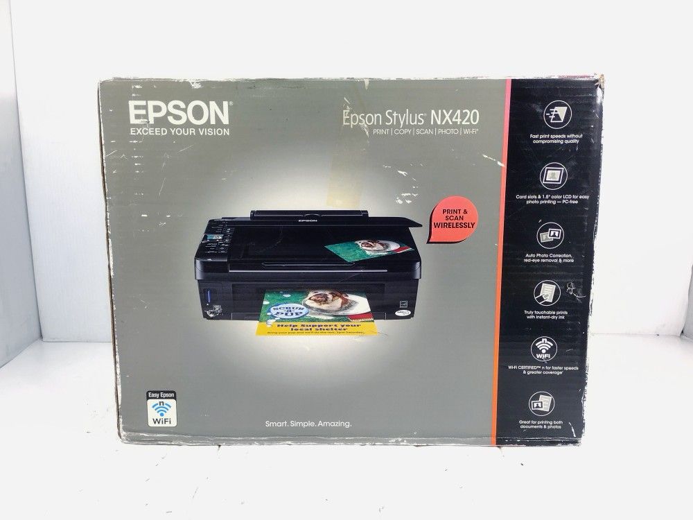 Epson Stylus NX420 All-In-One Photo/Scan/Copy/Wi-Fi Inkjet Printer Open Box