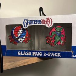 Official Grateful Dead Glass Mug 2-Pack (17.5 oz) – Steal Your Face & Dancing Bear