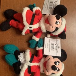 Disney Christmas Mickey And Minnie Bean Bags