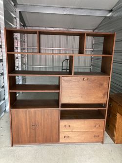 Mid Century Walnut Room Divider / Wall Unit / Bookcase