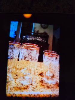 Crystal set glasses, gold rims old twelve of them fifty dollars