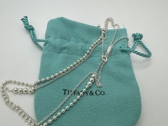 Tiffany Co Mixed Bead Chain 28 - 32" Sterling Silver Adjustable Necklace