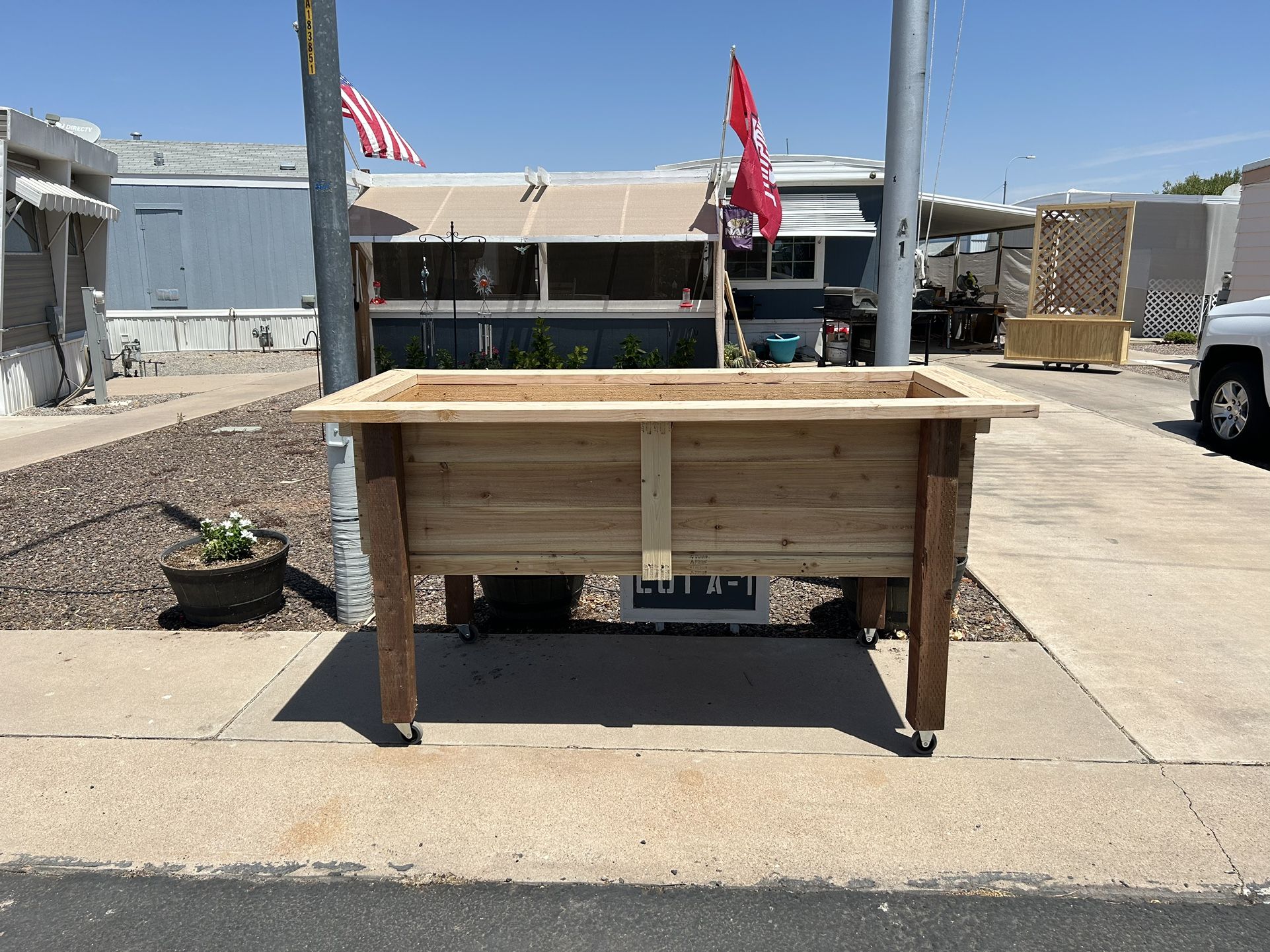 Large Wooden Planter With Wheels