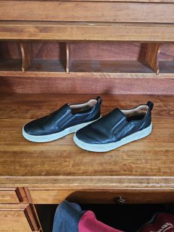 Black Leather Slip-On Sneakers