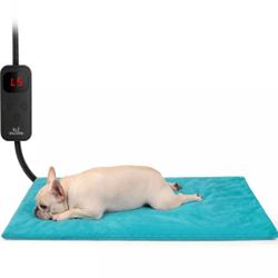 Clawsable Adjustable Heated Pet Cat Dog Pad 24 x 35 in Timer 6 Heating Levels
