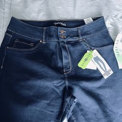 👖 New! Dark Blue Recycled Denim High Waist Skinny Stretch Jeans Size 16 Petite