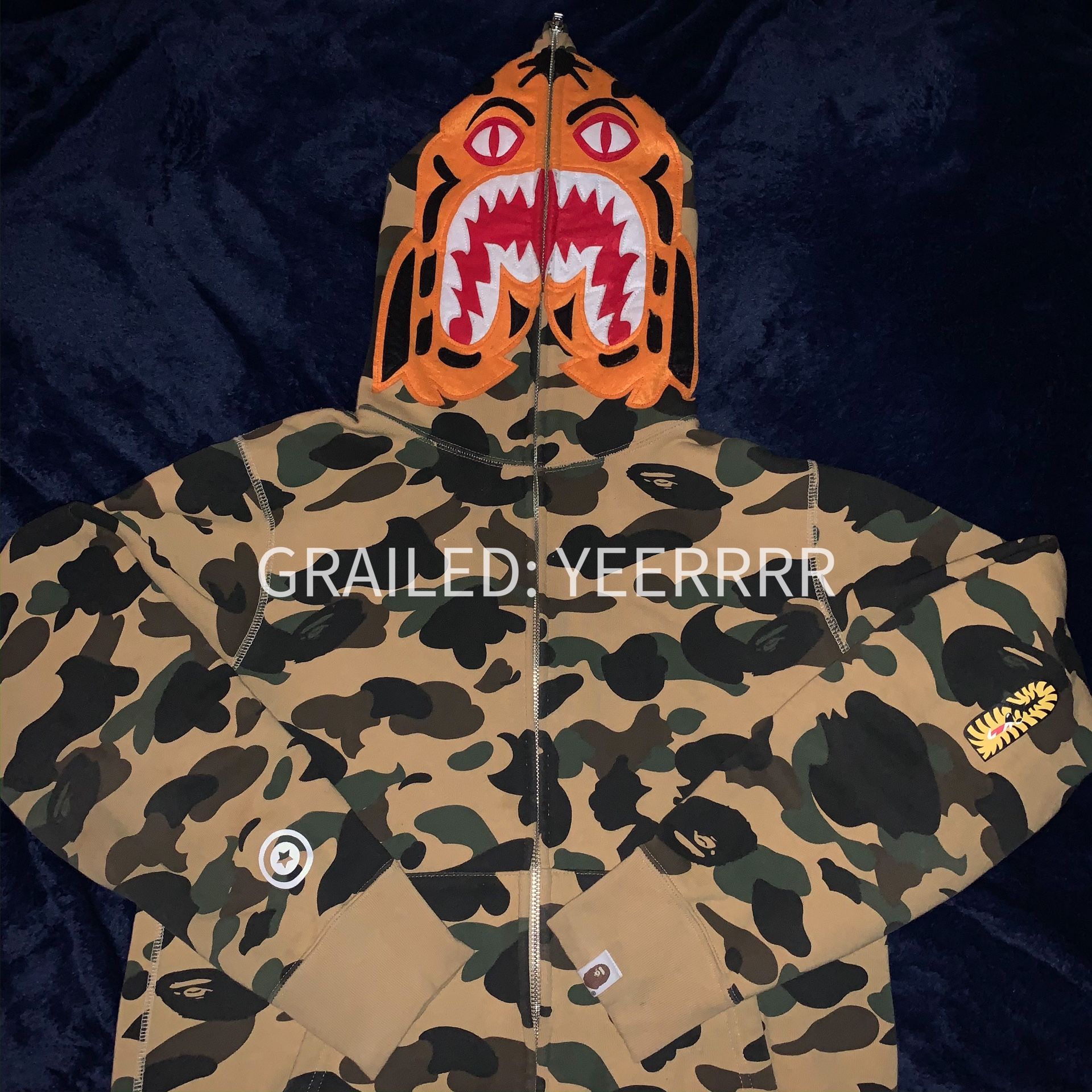 Bape Tiger Funthera Militia Yellow Shark Hoodie Hooded shirt sweatshirt a bathing ape nigo m medium