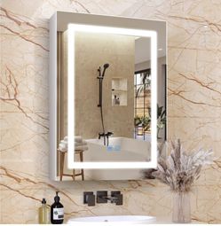 Medicine Cabinets for Bathroom,Medicine Cabinet Mirror,Lighted Medicine Cabinet with LED Lights,Adjustable Shelf, 3-Color, Dimmer,Defogger,20"x28