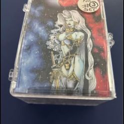 “EXTREMELY RARE”!! “NO NUMBER”!!!😎 96”LADY DEATH”CHROMIUM Series III “90” Card Set!!!🙌 In Pages or Acrylic Box😎 ++2-Factory SEALED MEGA SETS!!🙌