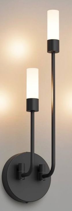 New. Tipace Black Modern LED Wall Sconce Hardwired Wall Mount Light with Glass milk shades Warm White 3000K(with G9 Bulbs)