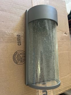 Gray Outdoor Wall Sconce with Seeded Glass