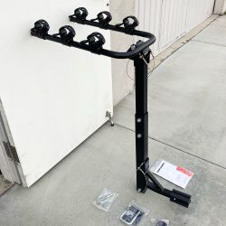 New in Box $49 Tilt Folding 3-Bike Hitch Mount Rack Bicycle Carrier for 2” Hitch w/ Straps 110 lbs Max