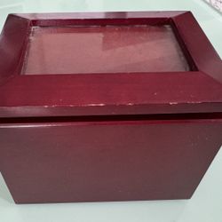 Vintage Cherry Wood Flip Photo Album Box & Picture Frame Lid