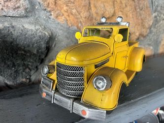 Vintage Yellow Metal Pickup Truck Model