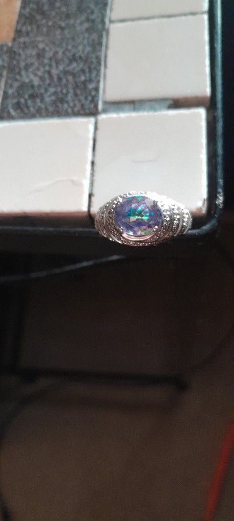 925 Silver Mystic Topaz Cz Ring