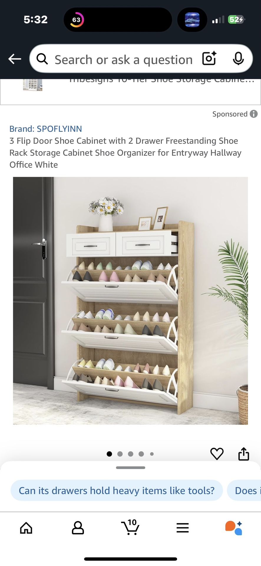3 Flip Door Shoe Cabinet with 2 Extra Drawers BRAND NEW in BOX