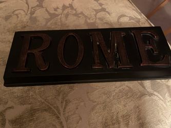 Heavy wood ROME sign