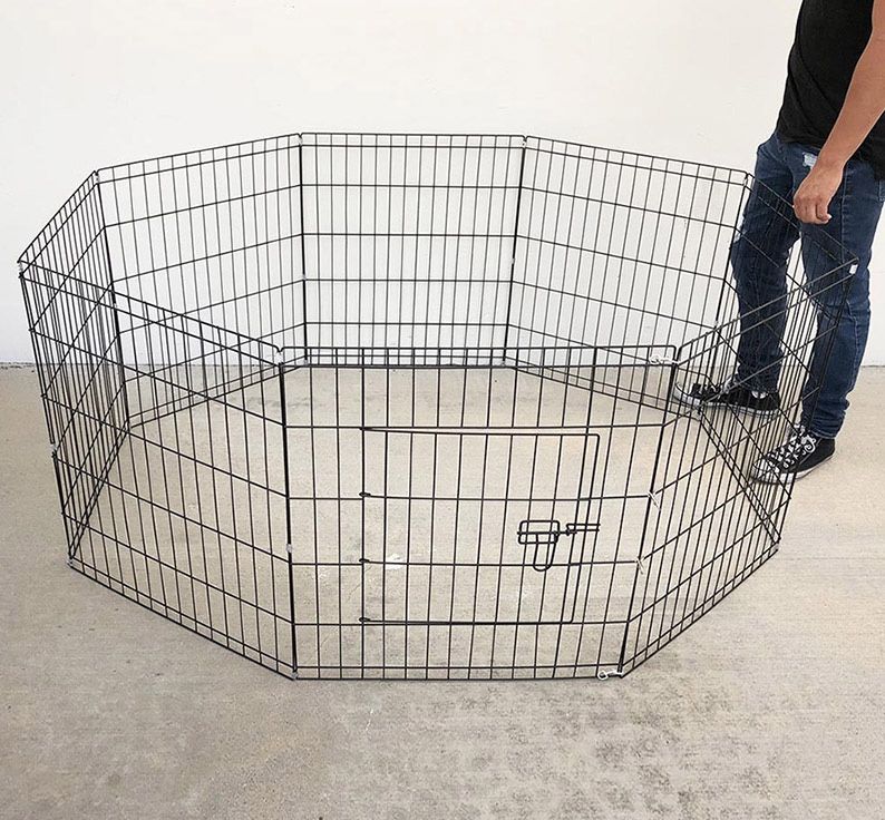 New in box $35 Foldable 24” Tall x 24” Wide x 8-Panel Pet Playpen Dog Crate Metal Fence Exercise Cage