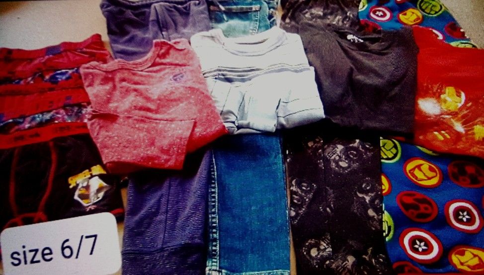 Boys 13pc Size 6/7 L0T (Jeans, Pants, Shirts, PJs, Briefs
