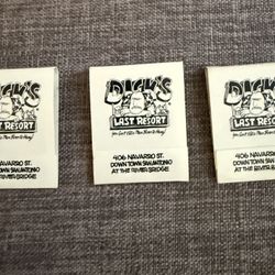 Vintage Lot of 3 Dick's Last Resort Downtown San Antonio Matchbooks *Unstruck*