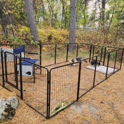 New 40" Tall Heavy Duty 16 Panel Dog Playpen with Door 79 Sqft Shapable Indoor Outdoor Dog Play Yard Portable Dog Cage 41' Long Pet Fence  