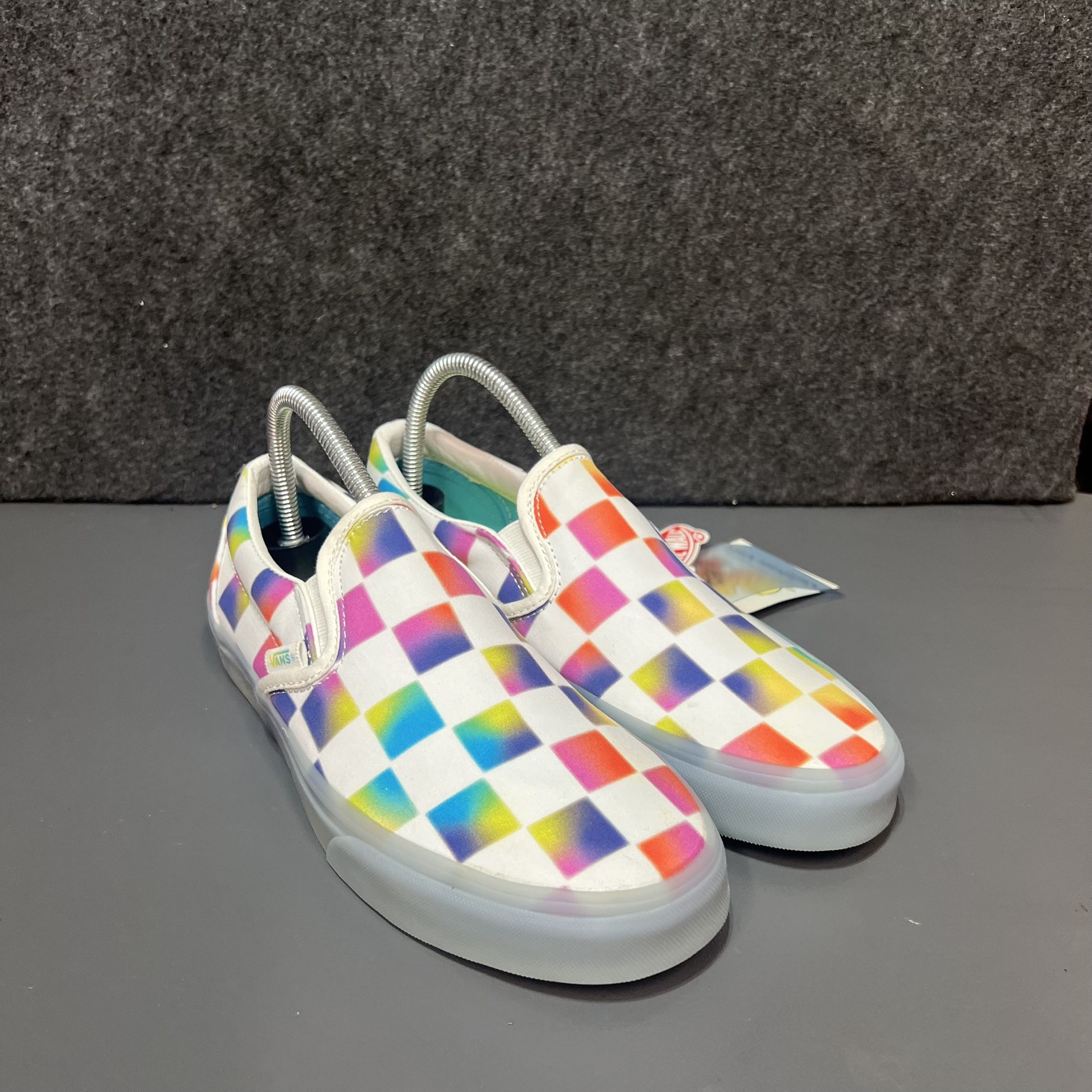 Vans Slip-On Cultivate Care Checkered Rainbow Skate Shoes Women’s Size 8