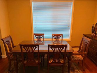 Solid Wood Dining Table Set(Table + 6 Chairs)