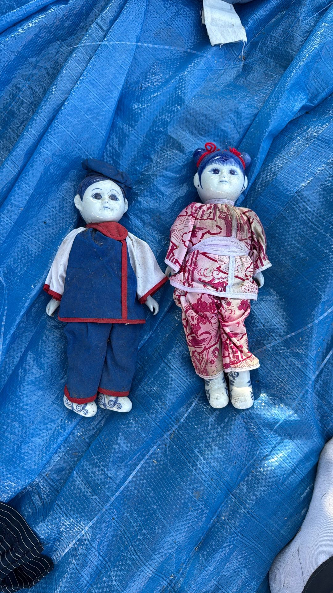 Vintage Asian Style Dolls Porcelain Head Arms Feet