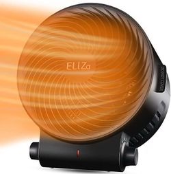 ELiZa Quiet Vortex Space Heater with Air Circulation Fan.1500W Fast Heating Electric Vortex Heaters with 3 Speeds, Small Portable Heater Fan for Bedro