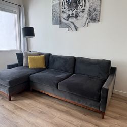 Modern Dark Gray Sectional Sofa – 2 Piece Chaise – Like New – Delivery Available