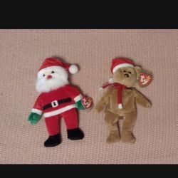 Collector Rare Retired 1998 Ty Beanie Baby Babies Santa and 1997 Holiday Teddy 🧸