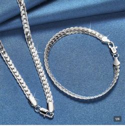 925  stamped sliver plated  set necklace and bracelet