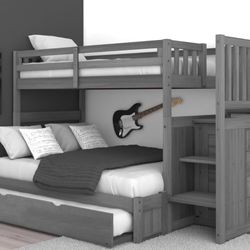 New Gray Bunk Bed Twin Over Full 
