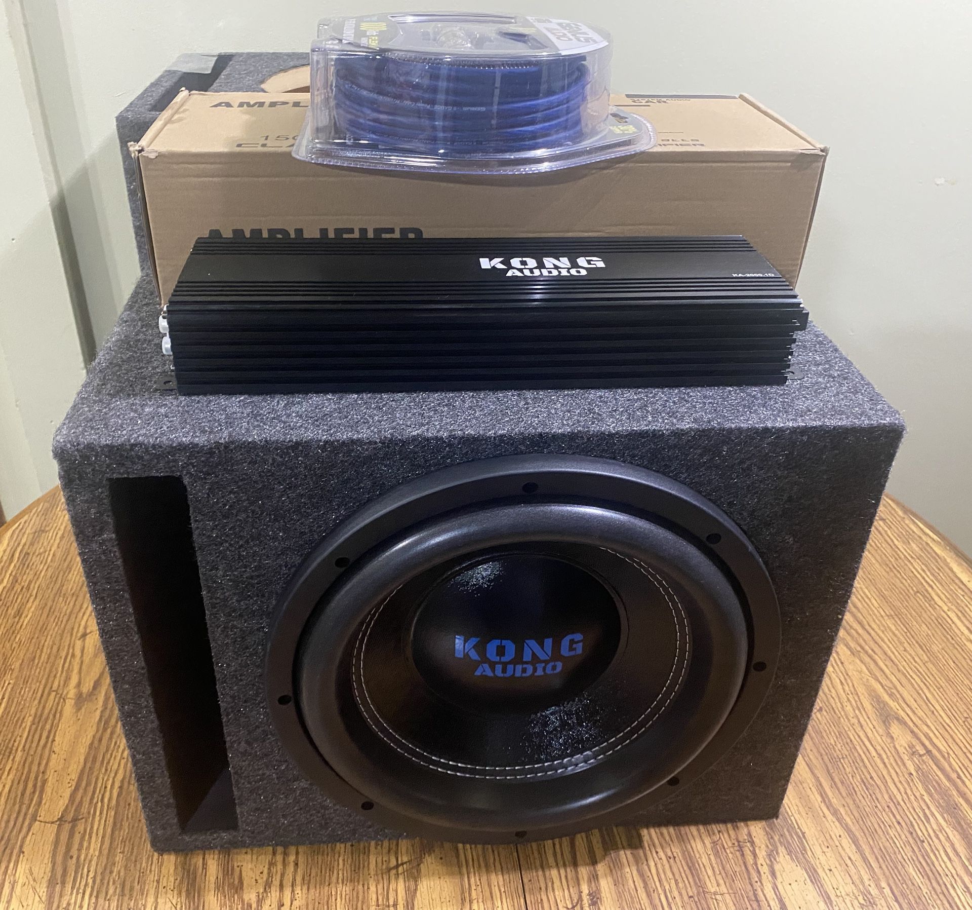 New 12” Kong Audio Subwoofer Box Amplifier Amp kit