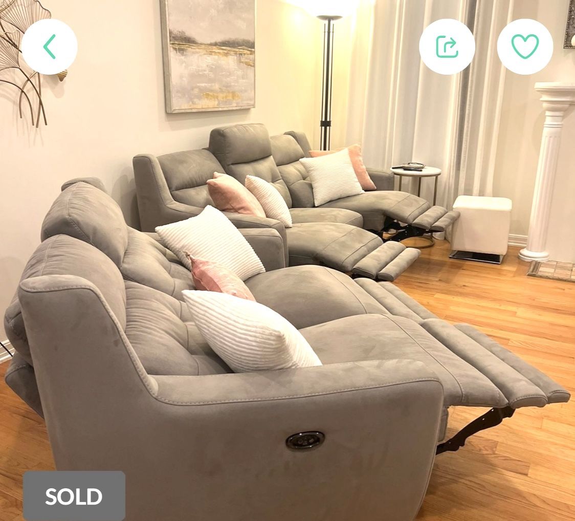 Reclining Sofa & Loveseat (light Gray Fabric)