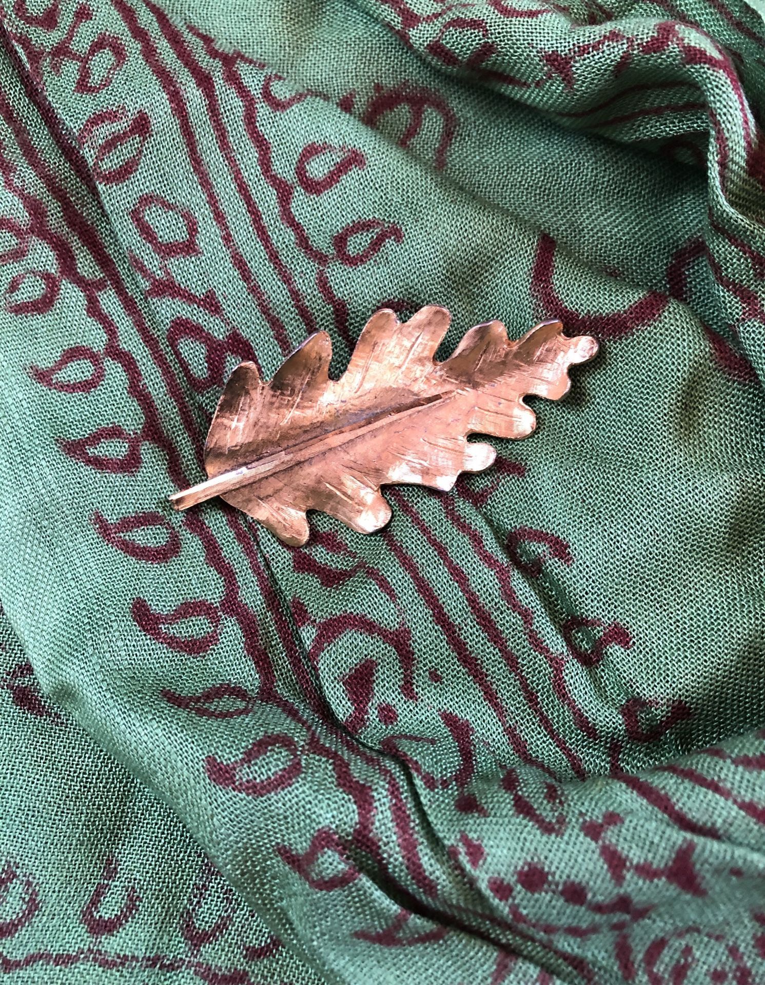 Vintage Oak Leaf Gold Tone BSK Pin Brooch 
