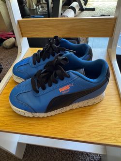 Kids Puma Roma Sneakers Blue and Black