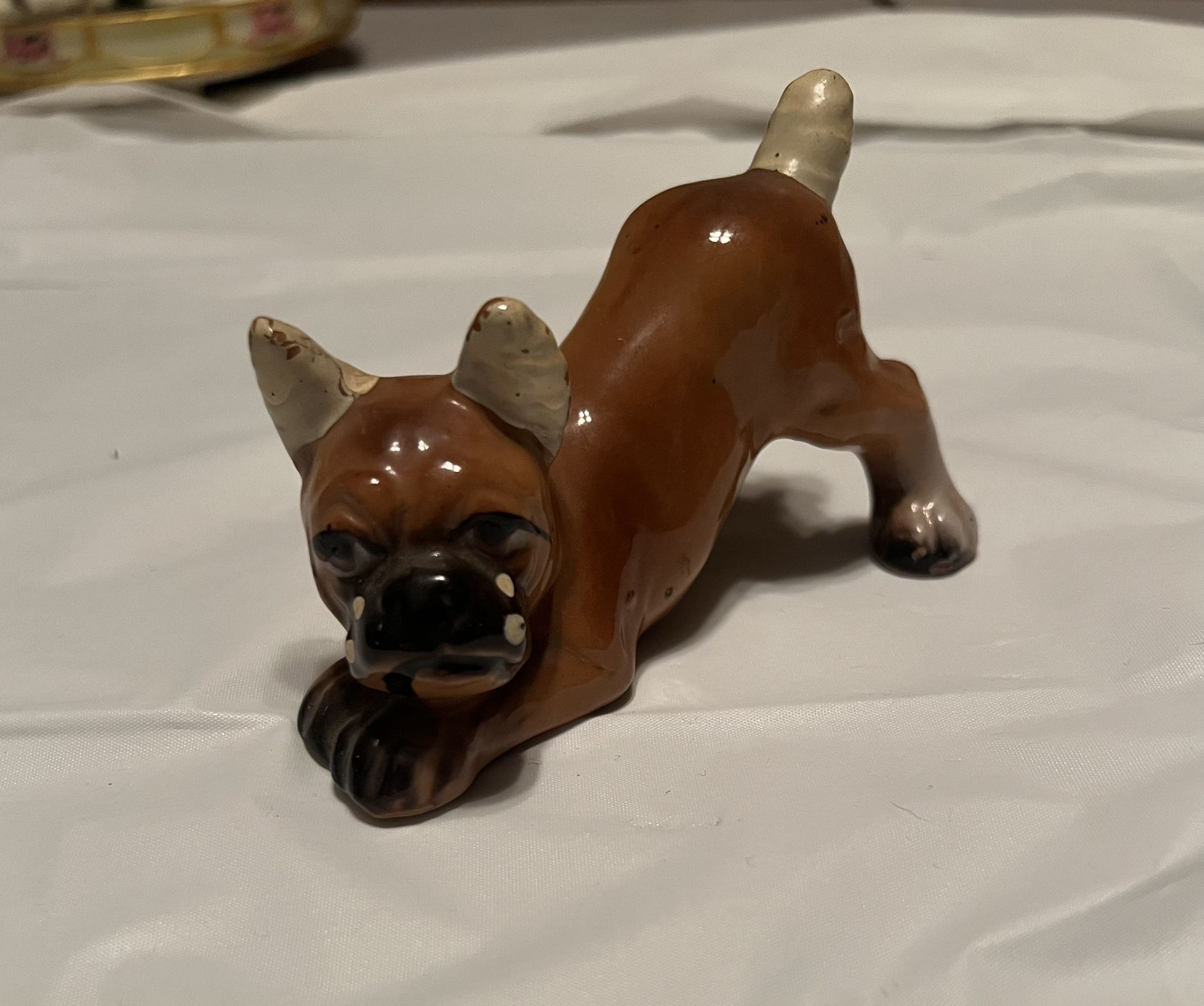 Vintage Wales Japan Boxer Dog Figurines, Bandages Porcelain RARE