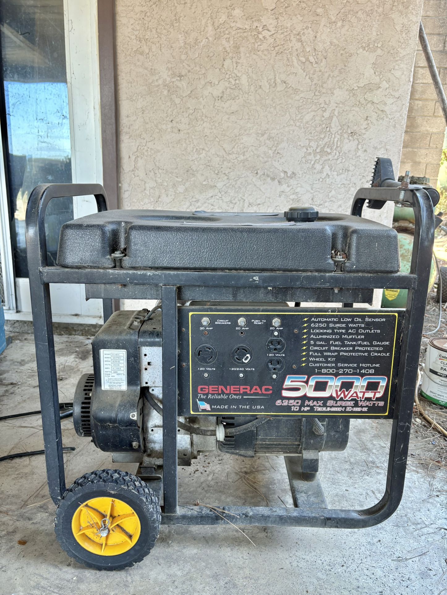 Working Generac Generator 5000 Watt/6250 Max Surge Watts