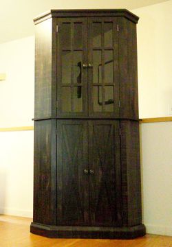 Enclosed Charcoal Corner Cabinet with Adjustable Shelves - Delivered