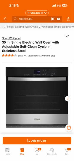 Shop Whirlpoo! 30 in. Single Electric Wall Oven with Adjustable Self-Clean Cycle in Stainless Steel