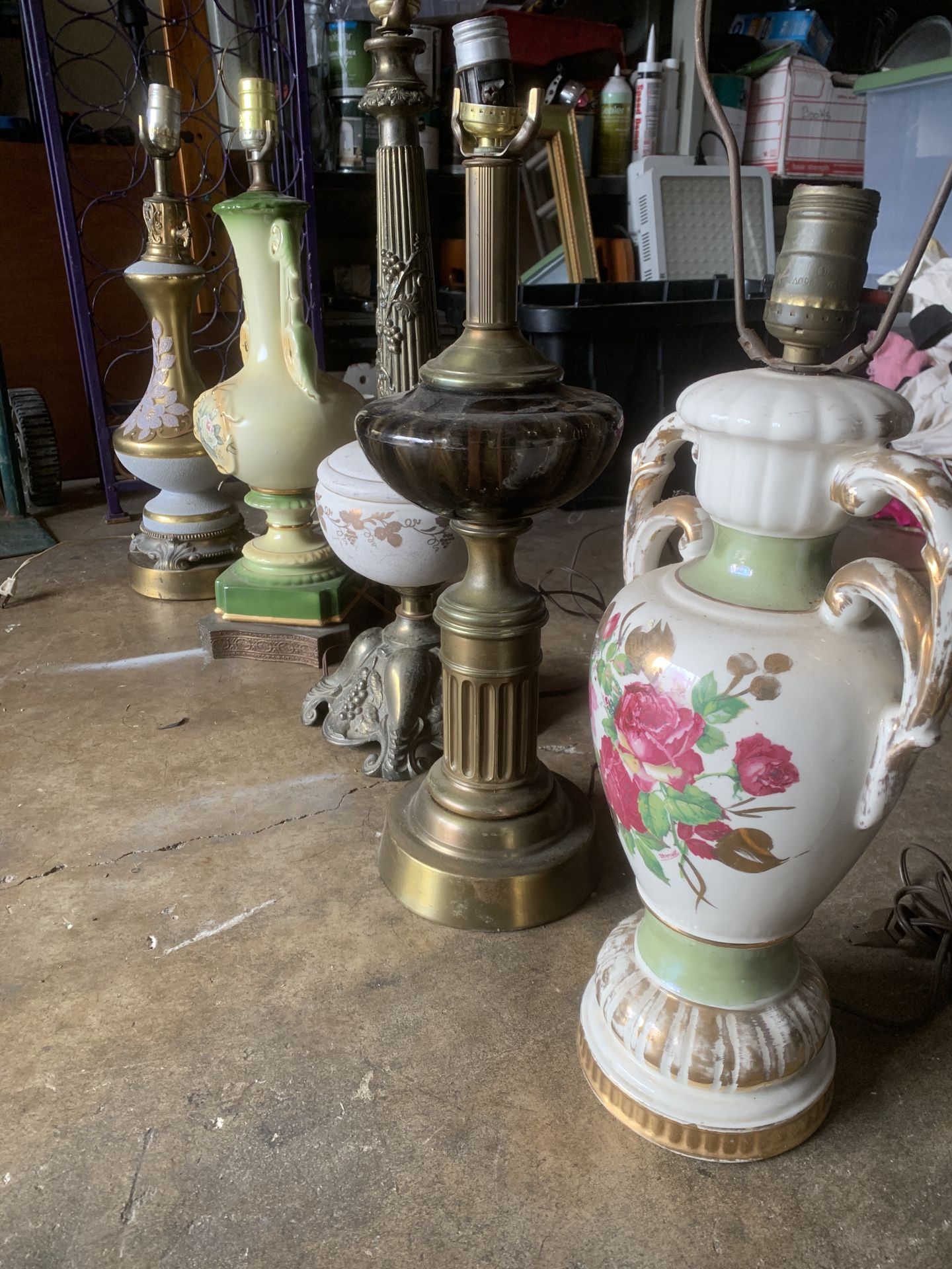Vintage Lamps Brass / Porcelain