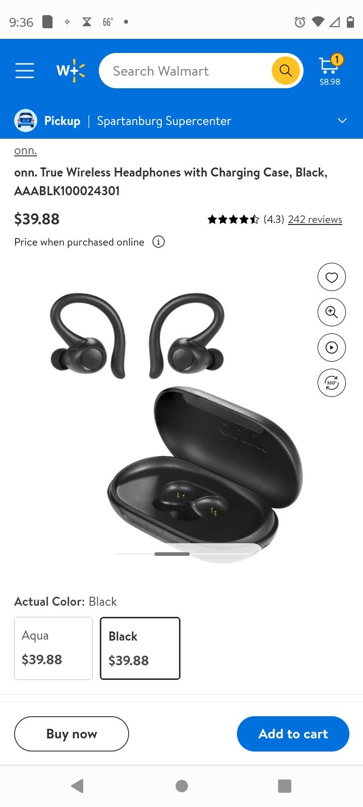 Onn Over-Ear Bluetooth Wireless Open-Ear Earphones With Wireless Charging Case