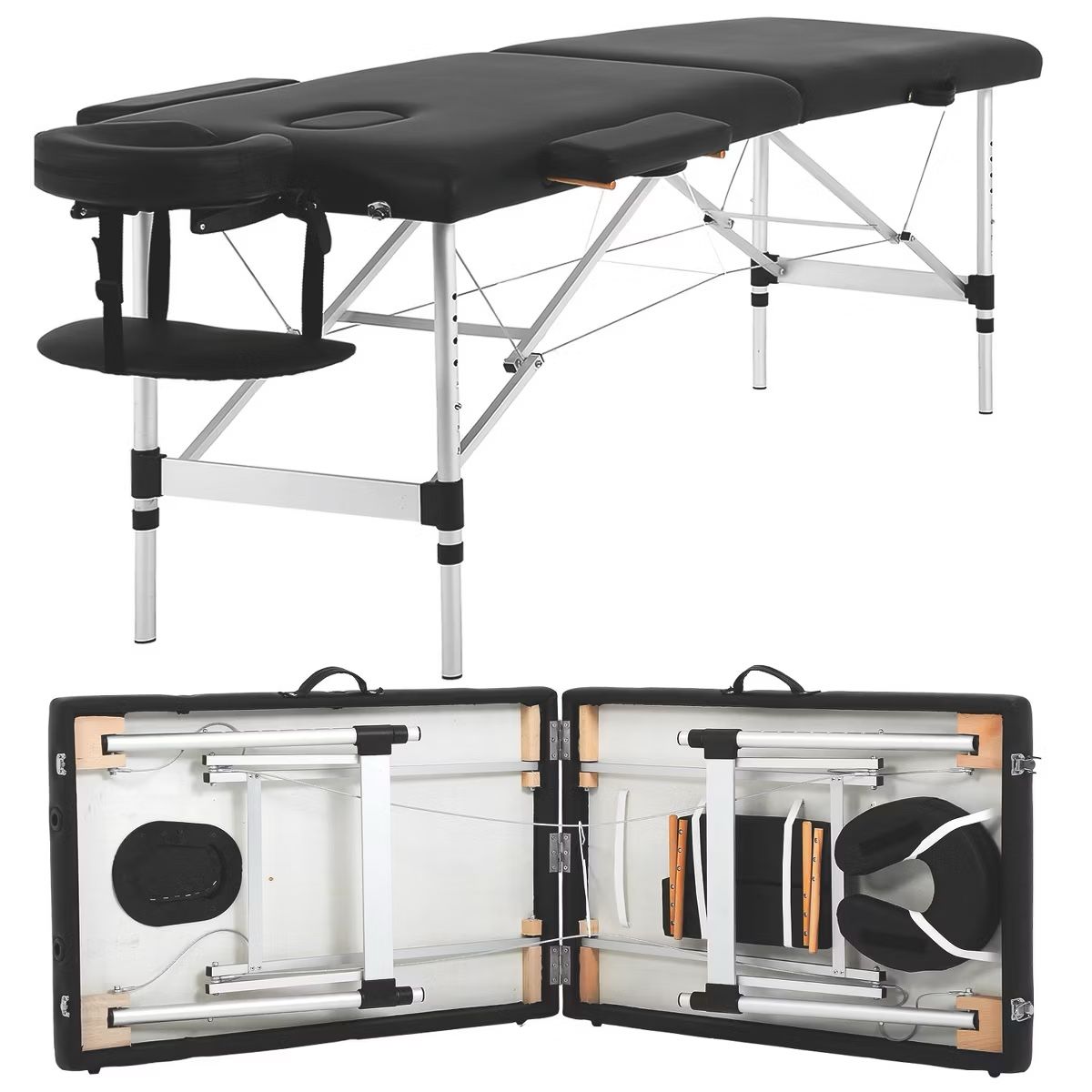  Aluminium Portable Massage Table 2 Fold Height Adjustable