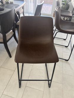 3 Counter Chairs - Like New - Brown 27 inches high