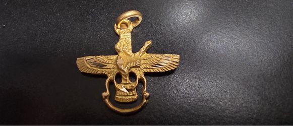 18K Real Gold Farvahar Eagle & Skull Pendant – 2.0 Grams