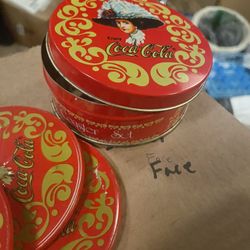 Vintage Coca Cola Metal Coaster Set with Metal Tin - Vintage Coca Cola Coasters